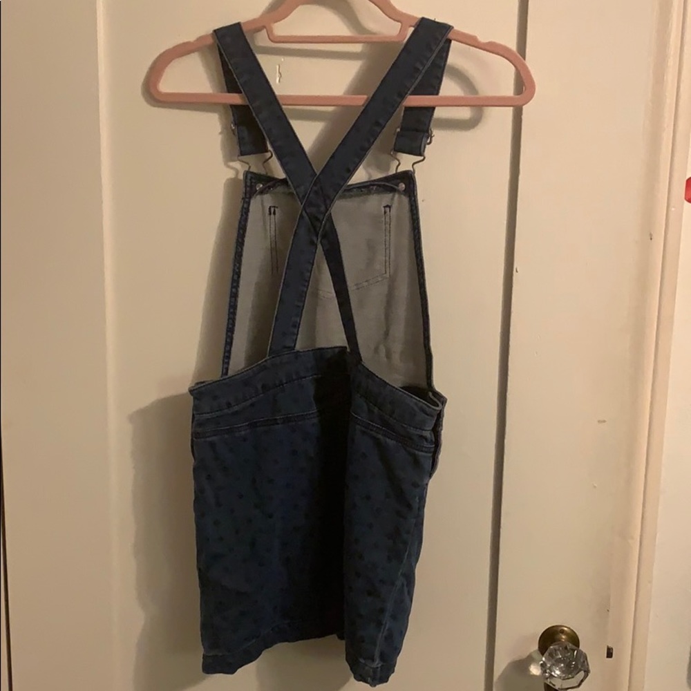 Girls faux denim polka dot skirted overalls - Picture 3 of 5